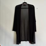 Black Sheer Duster with Logo Trim Size 1X Photo 4