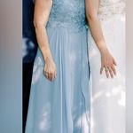 Azazie  Elegant Blue Lace Wedding Dress Photo 1