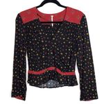 Free People Where We Roam Boho V Neck Surplice Long Sleeve Top XS Photo 0