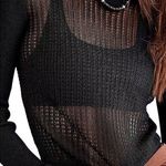Free People Semi Sheer H2O Sweater Black Large New Photo 1