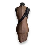 Forever 21  Womens Dress Sz S Bronze‎ Black Shiny Sheer Insets Formal HoCo Photo 4