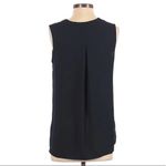 Tahari Navy Sleeveless V-Neck Blouse Tank Top Black Crochet Trim Size Small Photo 1