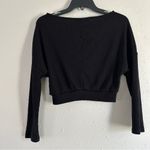 Revamped  Black Long Sleeve Ribbed Crop Top Comfy Casual Spring Medium Photo 3