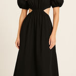 Faithfull the Brand  Alessandria Cotton Midi-dress In Plain Black Photo 0
