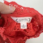 Nanette Lepore  Size M Blouse Coral Floral Lace Mock Neck Sleeveless Exposed Zip Photo 3
