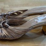 Badgley Mischka Jewel Open Toe Cheryl Backless Double Knotted Block Heels Gold Size 8.5 Photo 4