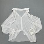 SheIn  Blouse White S Sheer Button Down Long Sleeve Shirt Top Collared Cuffs Photo 1