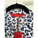 Tigerlily ‎ Anthropologie Navy Leopard Print Button Down Blouse size 6 NWT Photo 2