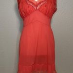 Vintage 50s 60s Red Sz 36 Nightgown Tulle Lace Trim Peignoir Slip Dress Snowdon Photo 0