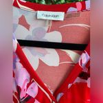 Calvin Klein - Red Floral Blouse | Medium - Flutter Sleeve Photo 4