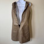 Badgley Mischka "Belle Sleeveless brown Gold Genuine Leather Dress Sz 12 Elegant Photo 4