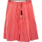 Elie Tahari Womens Luna Coral Linen Pleated Midi Skirt Photo 0