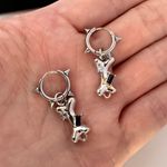 Dog Bone Dangle Drop Earrings for Women Men,Streetwear Punk Hip Hop Unisex Style Silver Photo 3
