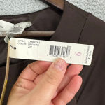 Laundry by Shelli Segal Laundry By Design Dress Womens 6 Brown‎ Long Sleeve Belted Wrap Slinky Ruched Photo 5