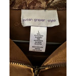 Susan Graver  Vintage Womens Brown Full Zip Flap Pocket Faux Suede Western Jacket Photo 9