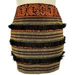 English Rose New Frayed Fringe Embroidered Striped Bandage Mini Skirt Photo 0