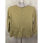 Neon‎ Buddha Green Cotton Long Sleeve Peplum Ruffle V Neck Tunic Top Women's S Photo 4