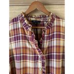 Frye Ruffle Plaid Flannel Button Down Blouse Women’s size XL Photo 5