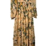 O.p.t Ada Garden Ethereal Flowy Romantic Cream Chiffon Maxi Dress XS Yellow Photo 3