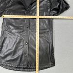 ZARA  Faux Leather Shirt Dress Womens S Black Button Down Collared Long Sleeve Photo 2