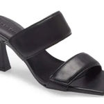 Open Edit  Sandals Size 7.5 Qarly Heeled Black Open Square Toe Slip On Heels Photo 0