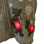 Rebecca Malone  Gray Christmas Scottie Dog Fleece Vest, size Medium Photo 1