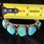 VINTAGE NAVAJO NATURAL TURQUOISE & STERLING SILVER CUFF BRACELET Blue Photo 10