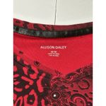 Allison Daley Red & Black Ombr Floral Leopard Print V-Neck Rhinestone Top M/M Photo 2
