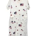 AMERICANA White T Shirt Dress Flags & Stars Patriotic Vintage Made in USA Size M Photo 3