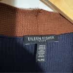 Eileen Fisher New Long Knit Navy Contrast Trim Side Slit Cardigan Large Petite Photo 6