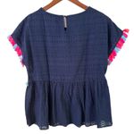 Andree by Unit Andree Eyelet Peplum Top Colorful Tassels Boho Chic‎ Blouse Size S Photo 6