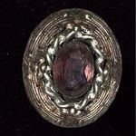 Antique Victorian Oval Amethyst Brooch Silver Photo 0