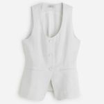 Madewell NWT White Linen Scoopneck Cutaway Vest - Size: 10 Photo 10