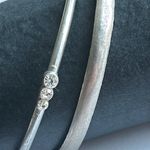 Women’s vintage‎ dainty set of 2 silver tone crystal bangle bracelets one size Photo 2
