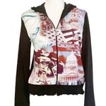 Disney Walt World USA Hoodie Top Themed Black Zip Front Sweatshirt Medium Photo 0