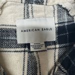 American Eagle  Women’s Medium Plaid Flannel Button-Up Shirt Black White Photo 6
