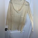 Cyrus  Sz L Beiege Hooded Openwork Mesh Crochet Pockets Loose Oversized Cardigan Photo 10