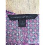 EXPRESS Silk Camisole Tank Top Purple Geometric Print 92% Silk Women's Large Photo 2