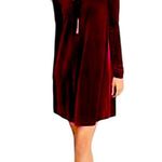 Cynthia Rowley BURGUNDY VELOUR STRETCH ROUND WIDE NECK 3/4 SLEEVE DRESS M Photo 0