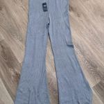 Abercrombie & Fitch Flare Leg Slit Knit Pants Blue Medium Lounge Ribbed Photo 3