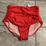 Cupshe  High Waisted Ruched Swim Bikini Bottoms Red Size L Photo 0