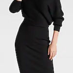 EXPRESS  NWT black ribbed sweater dress off shoulder size M Photo 0