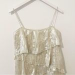 Loeffler Randall  Silk Metallic Tiered Dress Cocktail Size 4 Photo 3