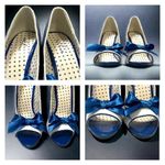 Ellie White & Blue Faux Patent Leather Sailor Anchor Pumps 5” Sz 7 Photo 5