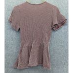 Caution to the Wind Women's faux wrap blouse Red White Striped Large Photo 1