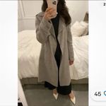 Theory Oaklane Grey Multi Marin Plaid Double Breasted Wool Wrap Tench Coat XL Photo 14