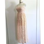Gorgeous Pink Strapless Lace Maxi Dress Photo 1