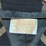 Pendleton Vintage 1980’s  Women’s Black and Tan Plaid‎ Virgin Wool Long Coat RARE Photo 2