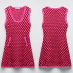 ZARA PLAID KNIT Sleeveless Mini A-Line Dress w/ Round Neckline Size S Pink NEW Photo 14