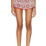 RTA Martim Silk Elastic Waist Short Red Azulejos Womens Size Small Photo 0
